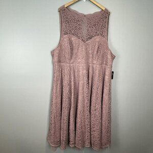 Torrid Mauve Lace Dress Womens Size 30 Tulle Sleeveless Wedding Party NWT